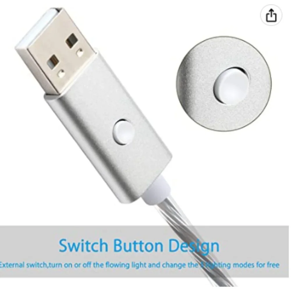 2 pack 6ft. LED USB type C charging cables-(video link that shows modes)